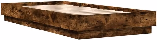 Berkfield Home Durable Engineered Wood Bed Frame in Smoked Oak Brown, W/D/H: 100 x 203 x 23 cm