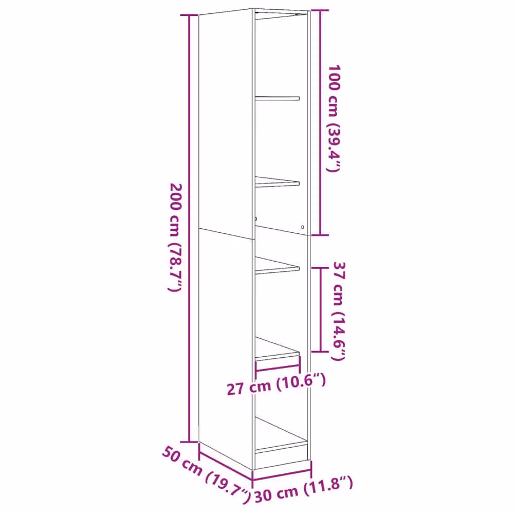 Berkfield Home Concrete Grey Wardrobe W/D/H: 30 x 50 x 200 cm – 3