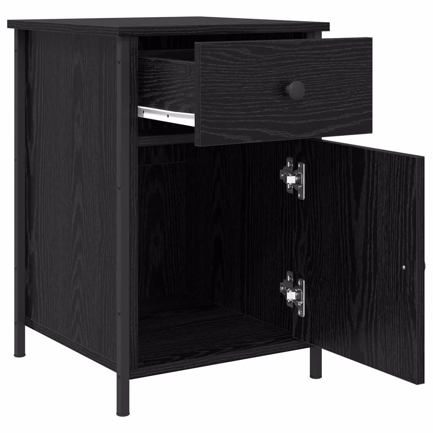 Berkfield Home Set of 2 Black Oak Bedside Cabinets in Brown, W/D/H: 40 x 42 x 60 cm – 5