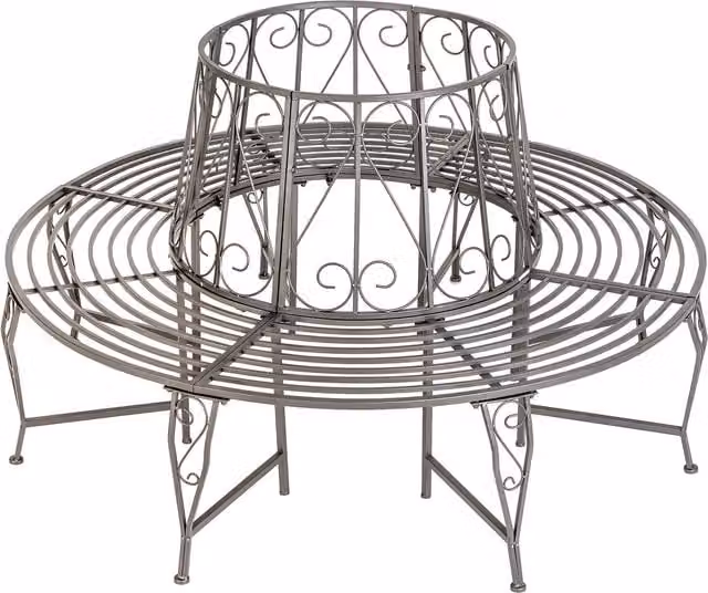 tectake Classic 360 Degree Circular Garden Bench in Matt Anthracite Grey Metal