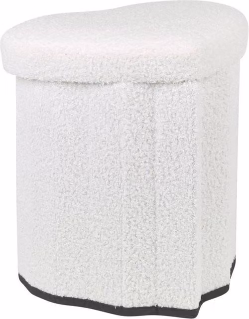 Thornspawn Heart Shape Boucle Storage Ottoman Stool in White