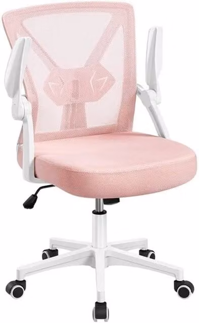 KORVIXA Pink Mesh Task Chair with Adjustable Height and Armrests