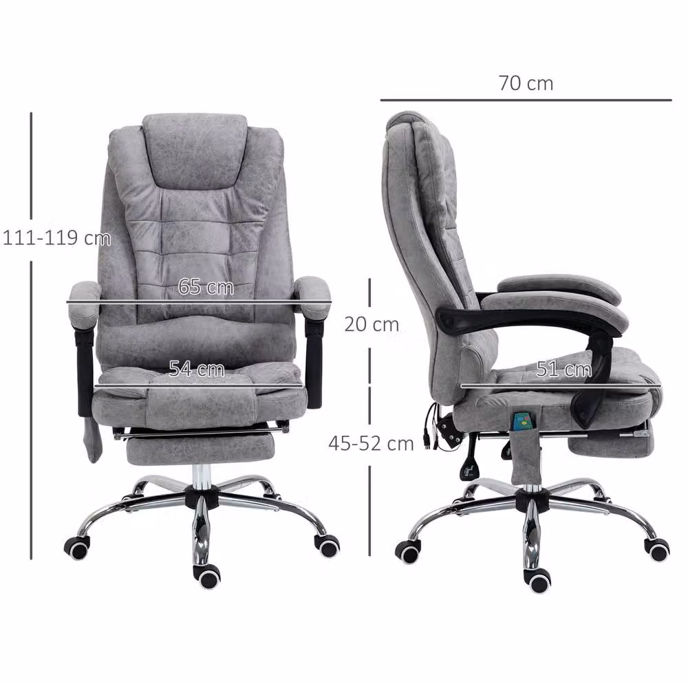 STILVORA Grey Executive Massage Office Chair with Footrest and Headrest – 2