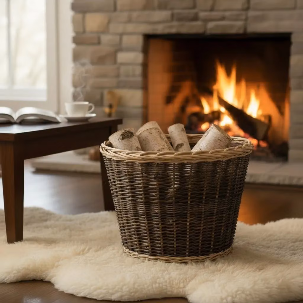 Red Hamper Round Rustic Wicker Log Basket in Brown – 2