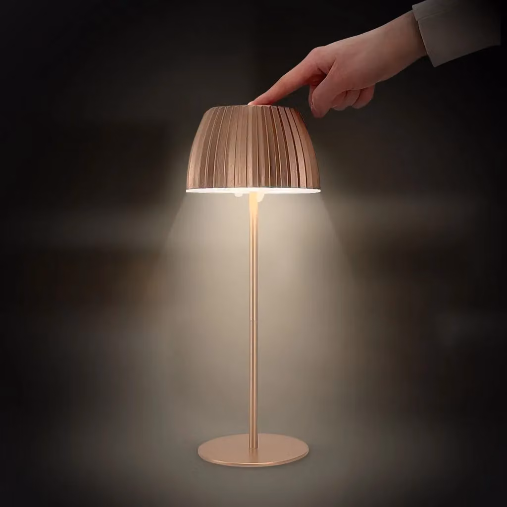 Briloner Riffle Rechargeable LED Table Lamp, Copper, H 36.5 cm x W 14.5 cm, IP44 Dimmable Touch Control – 5
