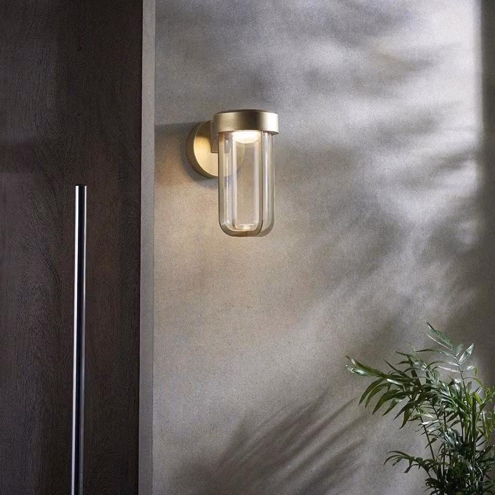 Netlighting BENEVENTO Contemporary Outdoor LED Glass Wall Lamp in Gold and Transparent Glass – 2