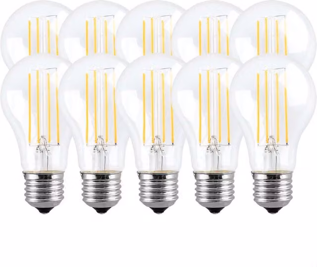 Harper Living 8W A60 E27 LED Bulb, Warm White, Dimmable, Clear, Pack of 10