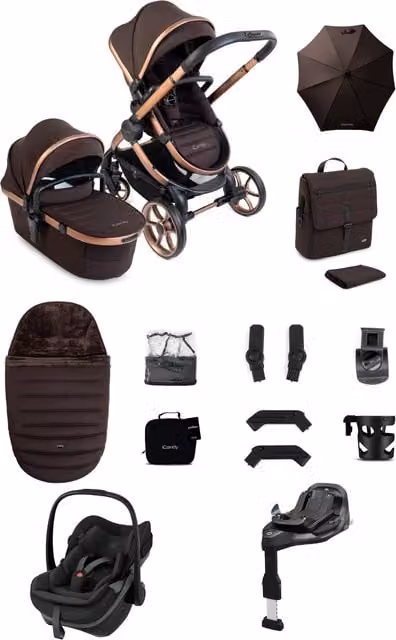 iCandy Peach 8 Complete Bundle with Maxi-Cosi Pebble Slide Pro Car Seat and Base in Brown