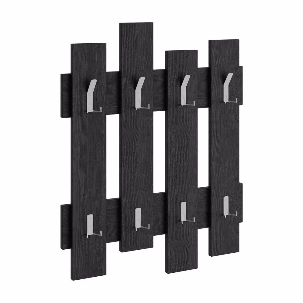 Decortie Wave Modern Wall-Mounted Coat Rack with 8 Hooks, Black, W: 69 cm, H: 81 cm – 3