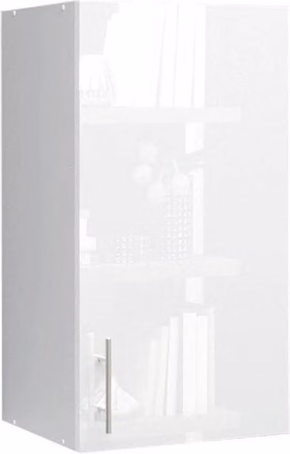 SPETLEK White Glossy Kitchen Wall Unit Storage Cabinet with Internal Shelves – 1