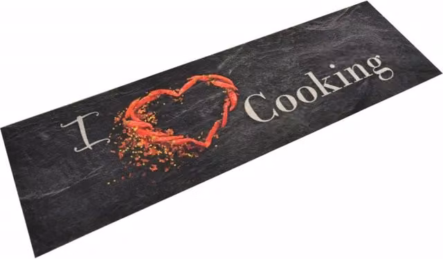 Berkfield Home Washable Non-Slip Kitchen Rug in Black and Multicolour, W/D/H: 45 x 150 cm