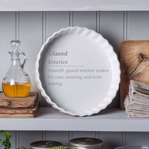 WM Bartleet & Sons White Porcelain Round Pie Dish, Diameter: 27 cm – 5