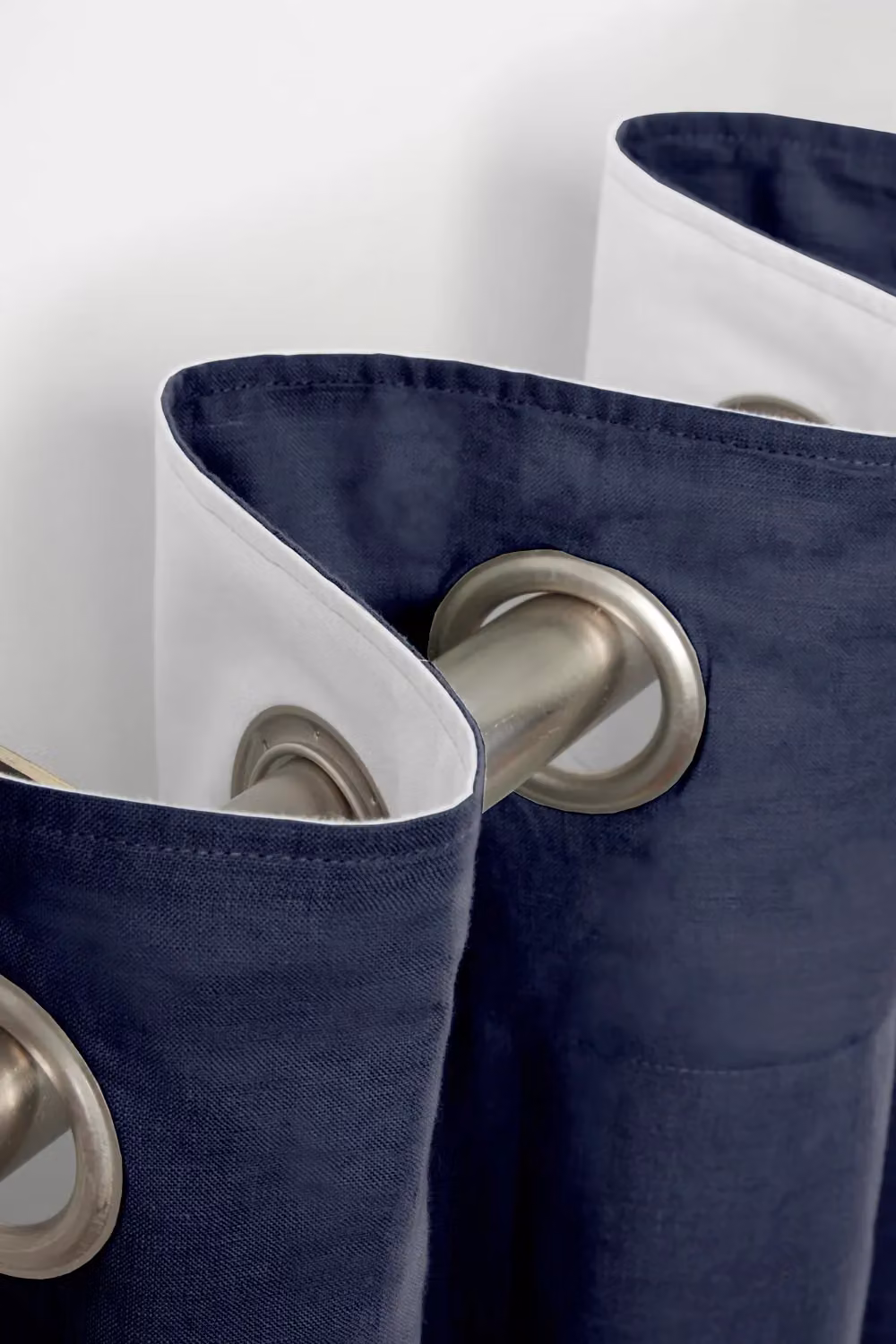 Lazy Linen Navy Blue Pure Washed Linen Lined Eyelet Curtains, Width: 167 cm, Drop: 183 cm – 3