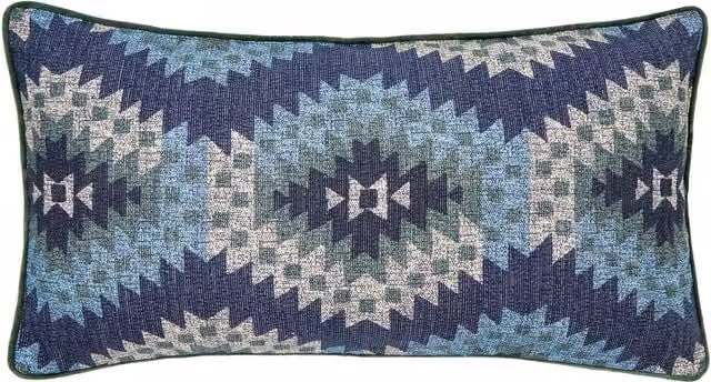 Bedeck of Belfast Navajo Ethnic Graphic Cushion in Blue and Green, W: 70 cm, H: 40 cm – 1