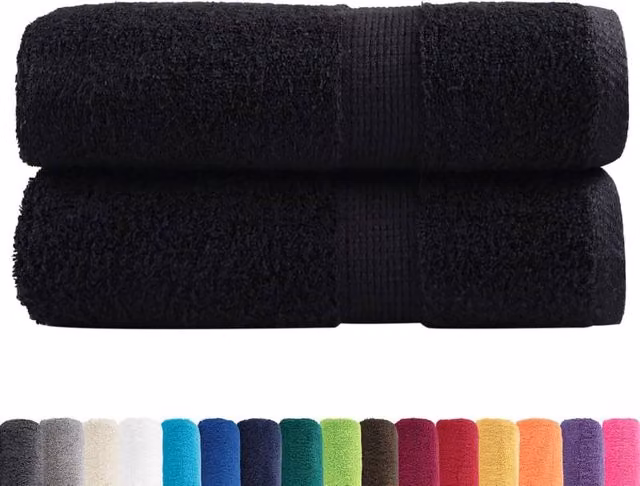 Berkfield Home SOLUND Premium Cotton Soap Towels, 2 Pack, Black, W/D/H: 30 x 30 x 30 cm
