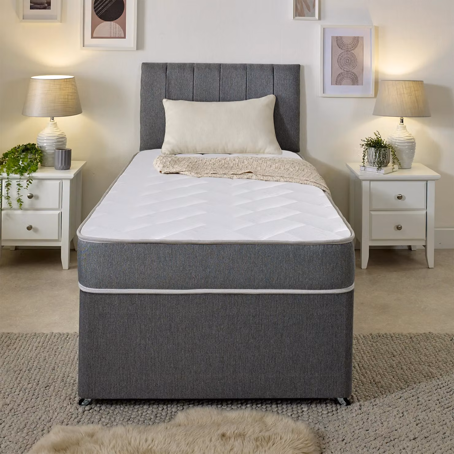 Starlight Beds Cube Memory Foam Hybrid Spring Mattress in Grey, EU Single – 2