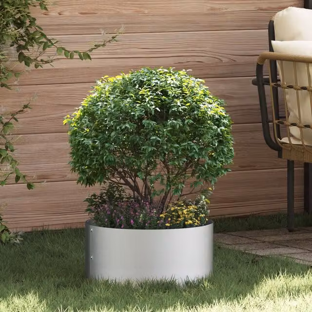 Berkfield Home Galvanised Steel Planter Set in Silver, Diameter: 40 cm