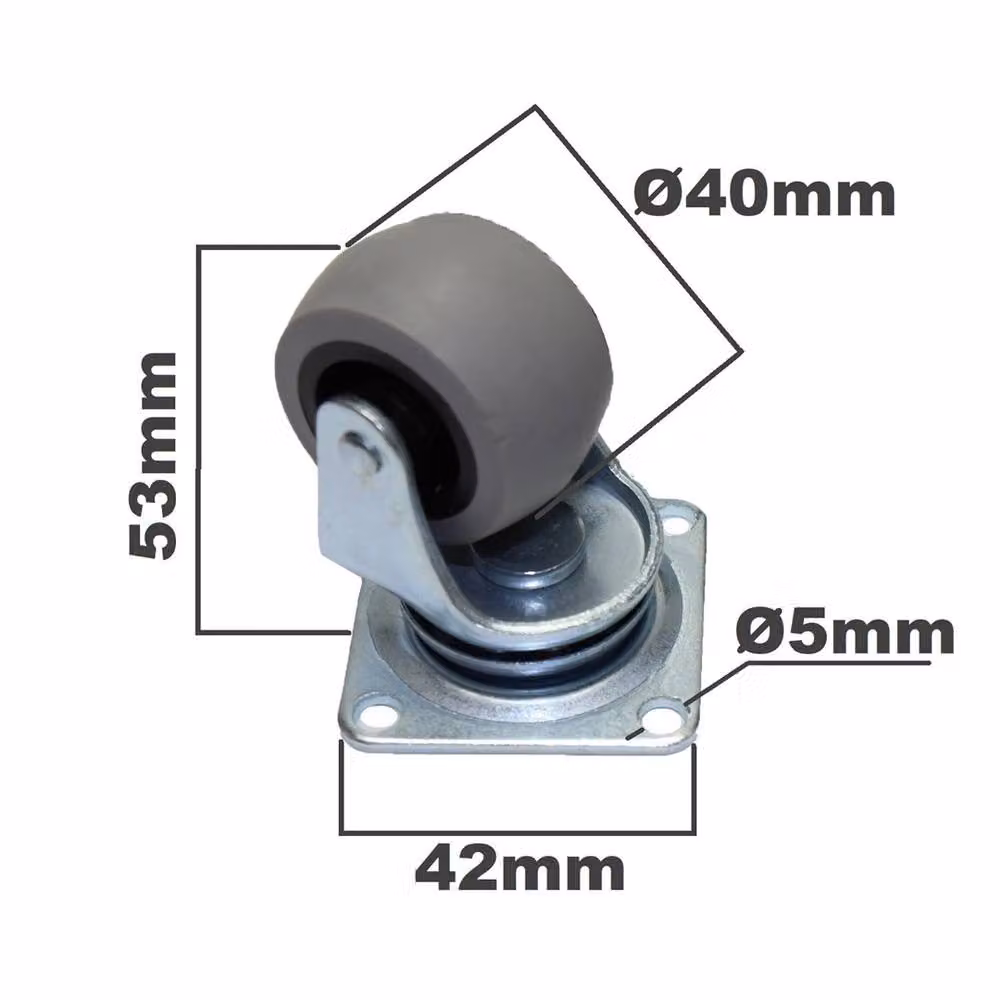 SPETLEK 4-Pack Heavy Duty 40mm Grey Rubber Swivel Castors for Furniture – 2