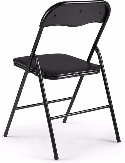 Nordara Black Folding Chair with Synthetic Leather and Metal Frame – 1