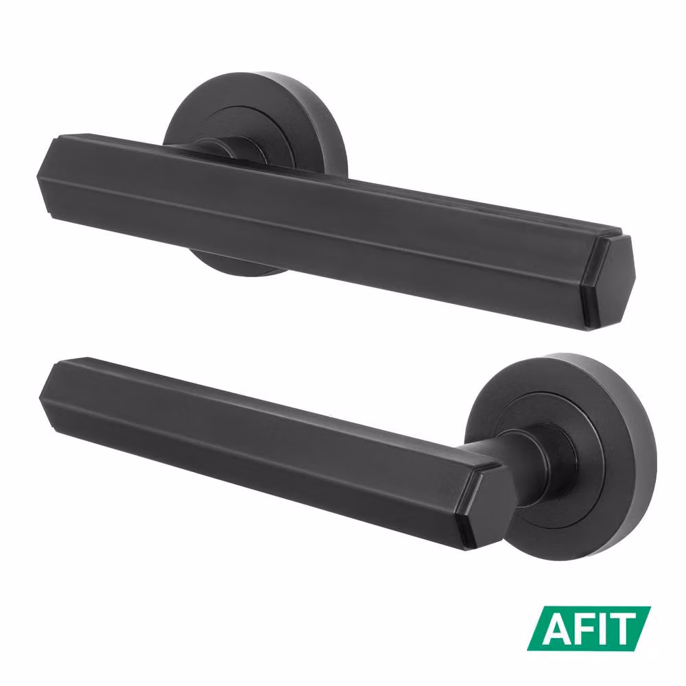 AFIT Matt Black Aluminium Internal Fire Door Lever On Rose Handle, 150 x 150 mm – 2