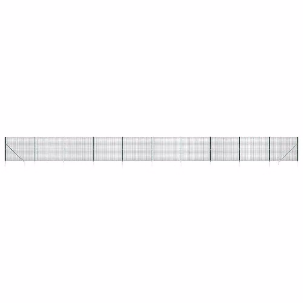 Berkfield Home Durable Green PVC-Coated Wire Mesh Fence with Spike Anchors, H: 140 cm, L: 25 m – 2