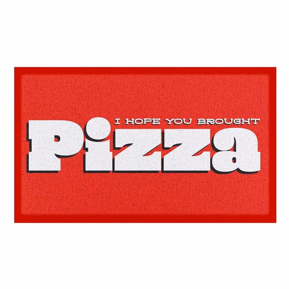 Artsy Mats I Hope You Brought Pizza Indoor and Outdoor Doormat, Red, W: 70 cm, D: 40 cm – 2