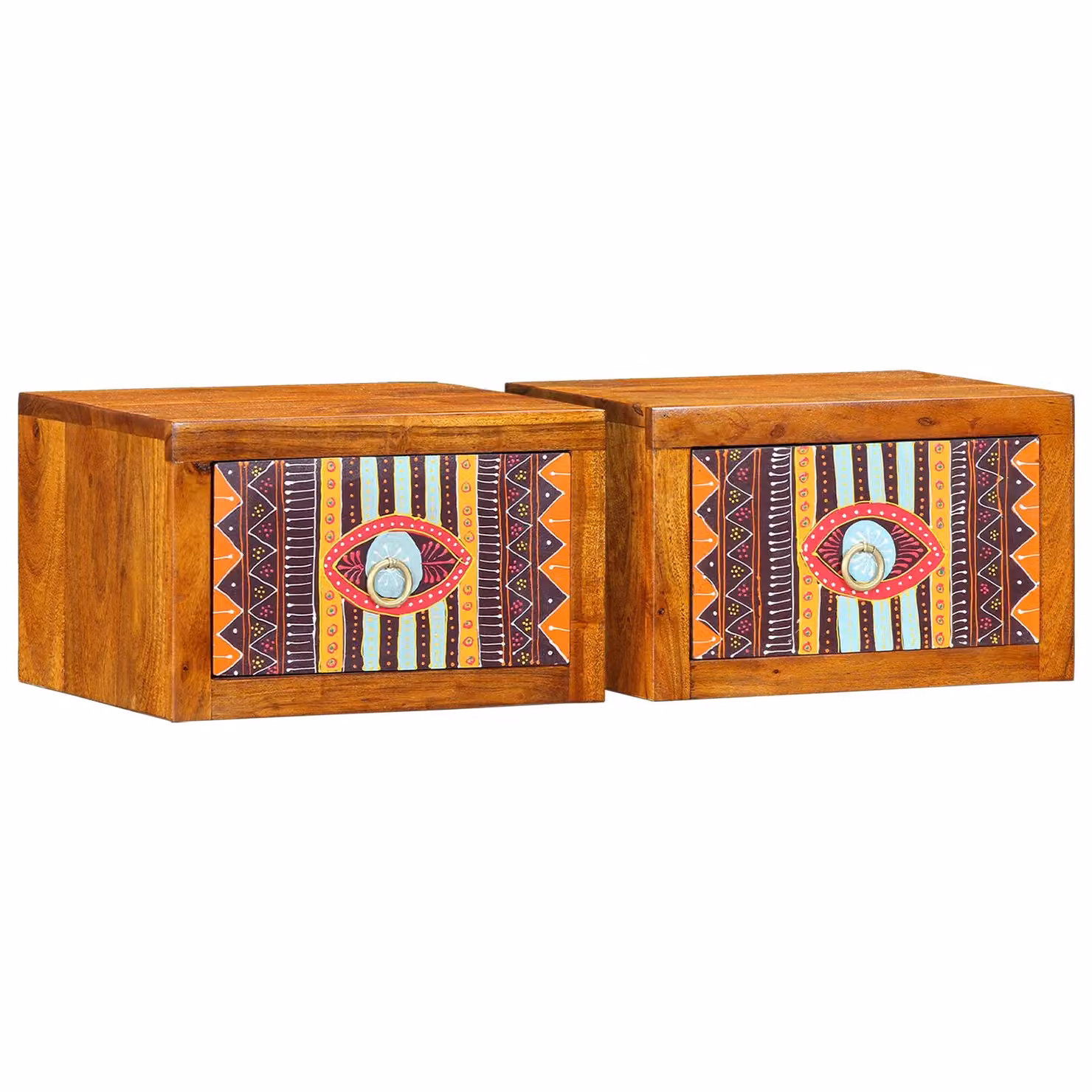 Berkfield Home Set of 2 Brown Acacia Wood Bedside Cabinets, W/D/H: 35 x 30 x 22 cm – 2