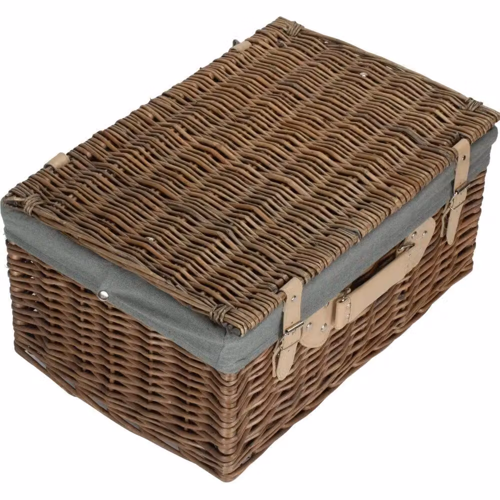 Red Hamper Antique Wash Picnic Basket with Grey Lining – 2