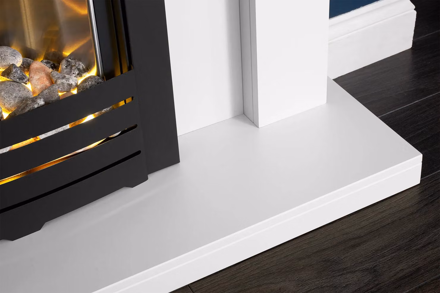 Adam Fires & Fireplaces Adam Sutton Fireplace in Pure White with 43 Inch Helios Electric Fire in Black – 5