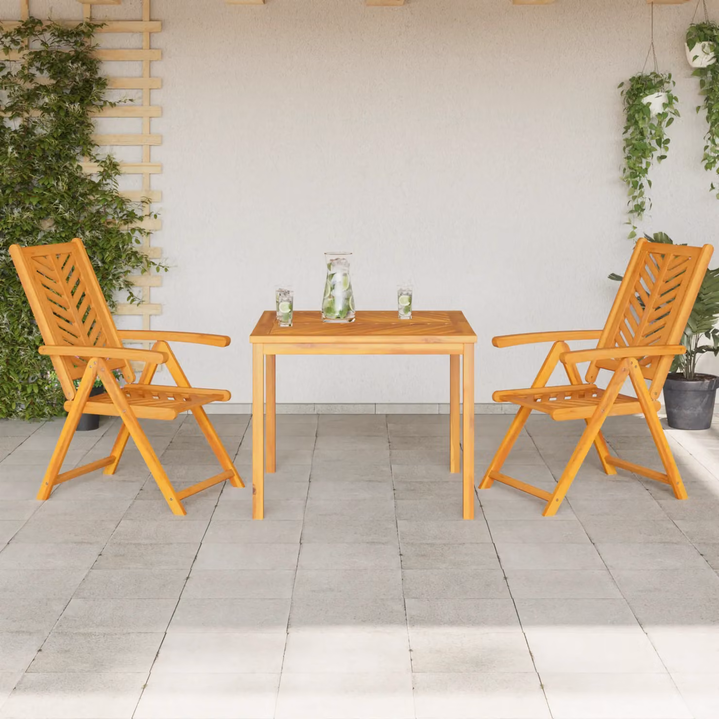 Berkfield Home 3 Piece Rustic Acacia Wood Garden Dining Set in Brown and Multicolour – 3