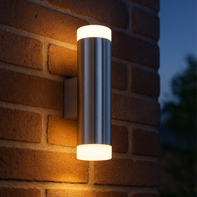 Eglo Riga LED Stainless Steel Outdoor Wall Light in Silver