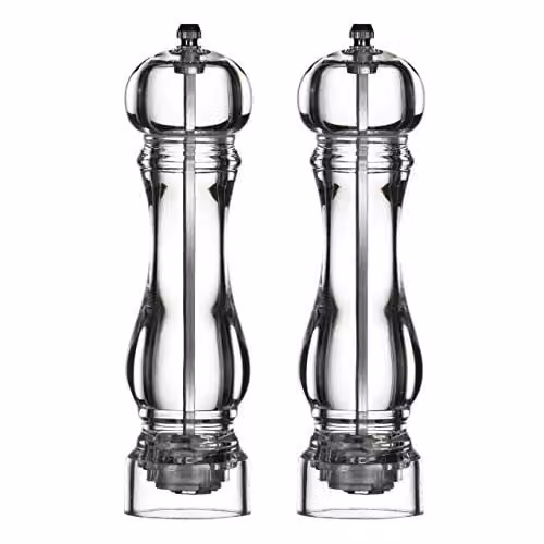 Orsina Cody Large Acrylic Salt and Pepper Mill Set in Black and Transparent – 1