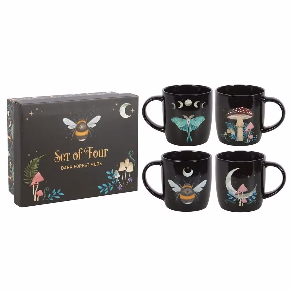 Something Different Dark Forest Bone China Mug Pack of 4 in Black – 2