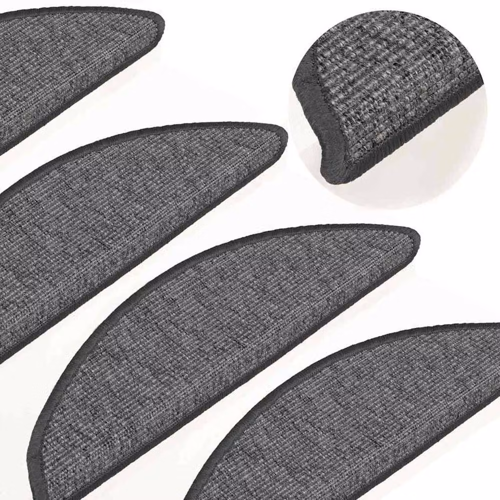 Berkfield Home Self-adhesive Striped Stair Mats, 15 Pieces, Beige and Grey, W: 56 cm, D: 17 cm, H: 3 cm – 2