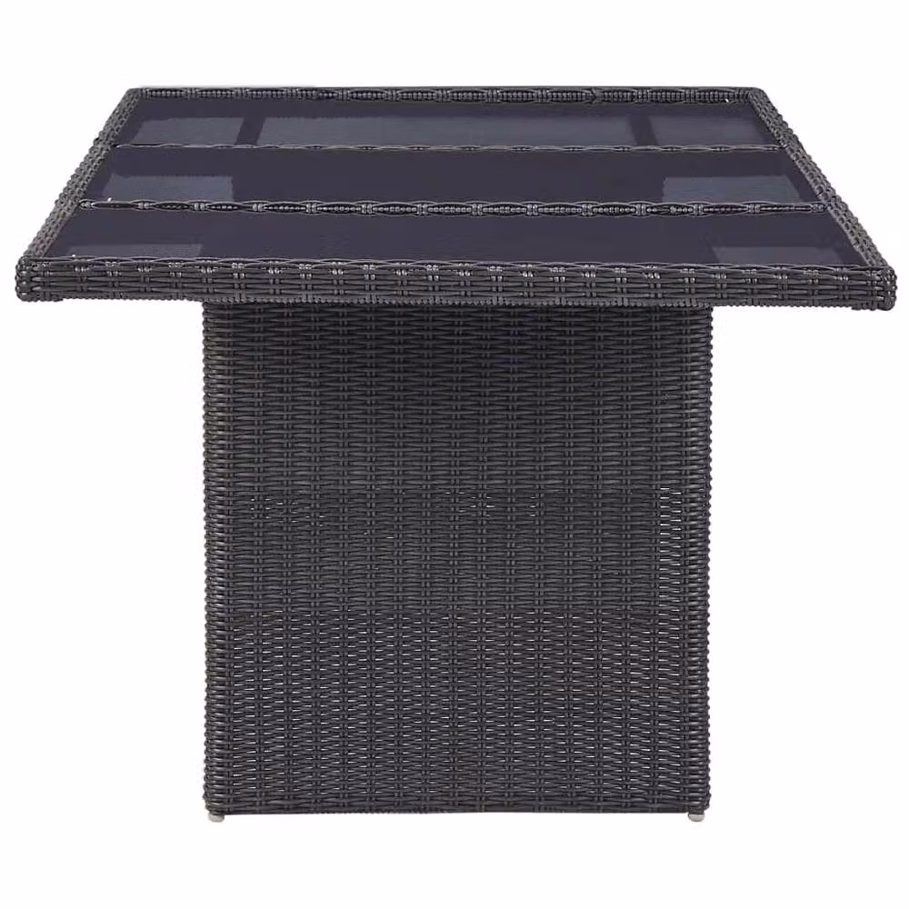 Berkfield Home Modern Black Garden Dining Table with Glass and Poly Rattan, W/D/H: 200 x 100 x 74 cm – 3