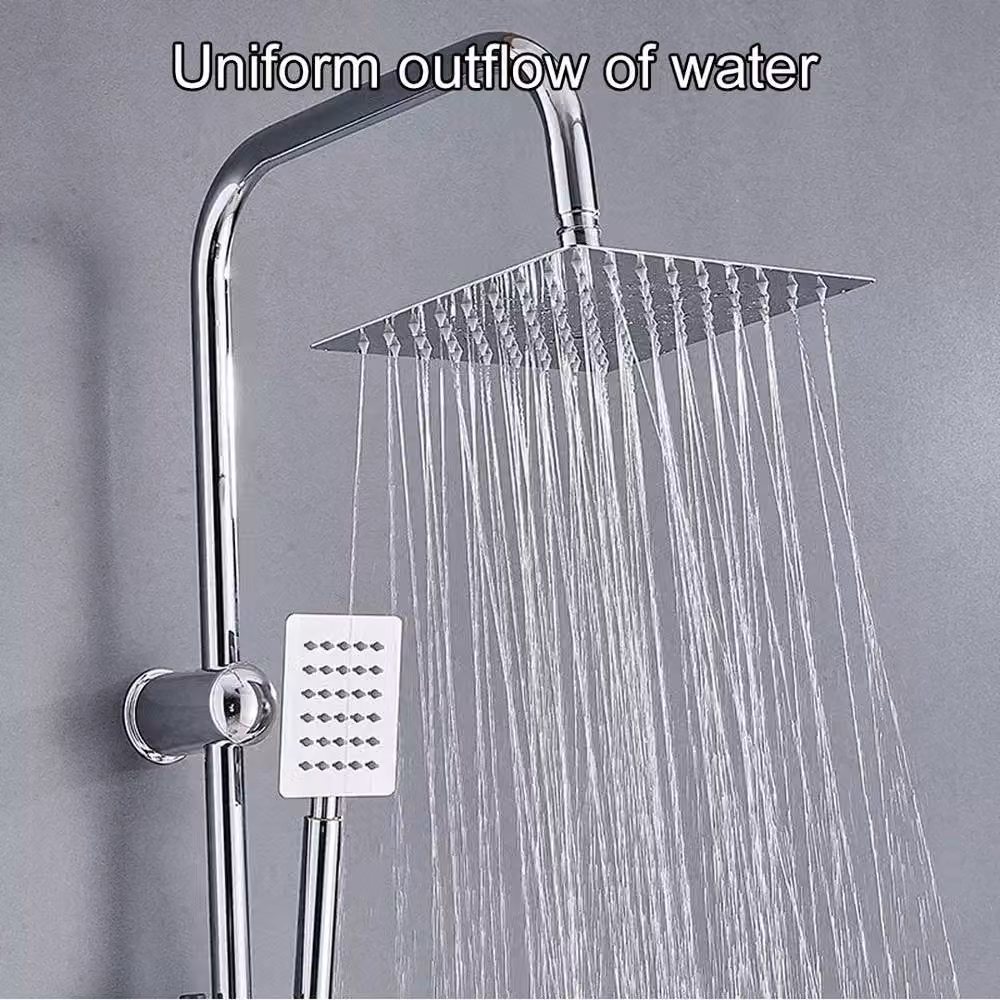 Kelvenix Large Twin Head Shower Kit with Rigid Column and Diverter in Silver/Chrome, W: 520 mm, H: 10000 mm – 2