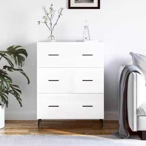 vidaXL Modern High Gloss White Sideboard in Engineered Wood W/D/H: 69.5 x 34 x 90 cm – 2