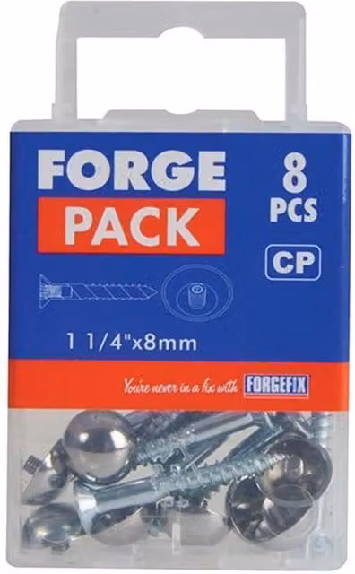 Forgefix Chrome Domed Mirror Screws in Silver Galvanised Steel