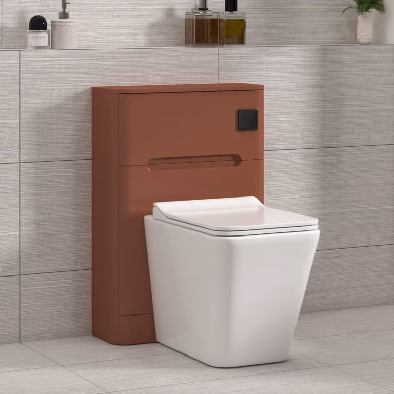 Royal Bathrooms Venice Terracotta Clay WC Unit with Elena Rimless Toilet Pan, Slim Seat and Cistern, Width: 55 cm