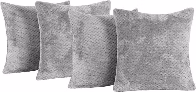 Brentfords Pack of 4 Grey Waffle Fleece Square Cushion Covers