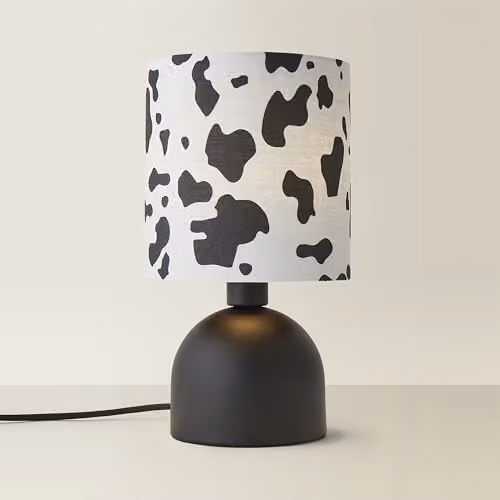 ValueLights Miley Cow Print Drum Lamp Shade in Black and White, Diameter: 28 cm, Height: 16 cm