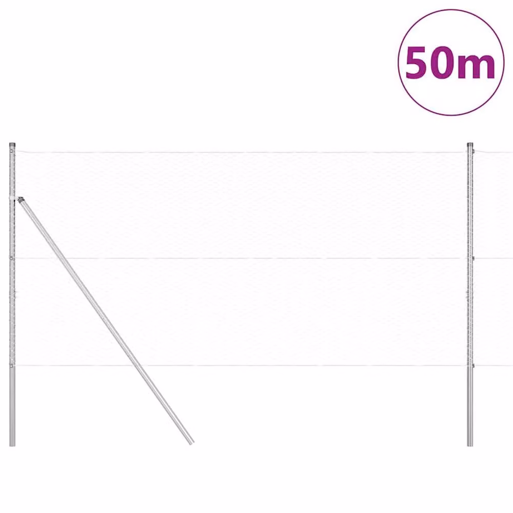Berkfield Home Hexagon Fence in Silver Galvanised Steel, H: 120 cm x L: 50 m – 2