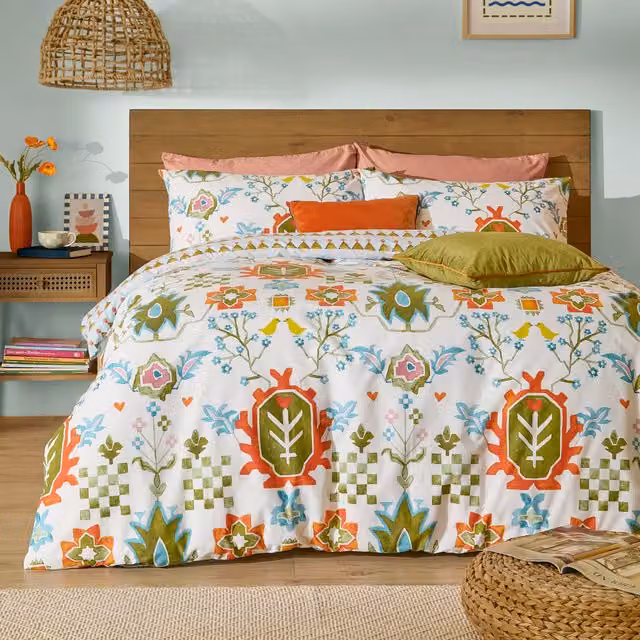 Make It A Home Dilara Reversible Printed Duvet Cover Set, Blue, 180 x 200 cm