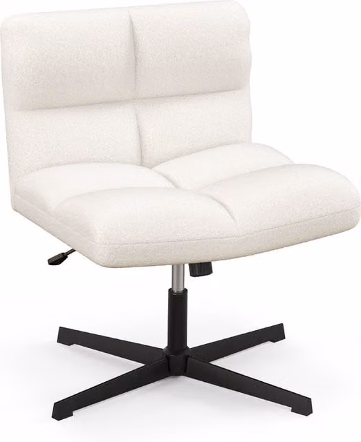 COSTWAY Modern Swivel Task Chair in Beige and White Microfibre Fabric for Home Office