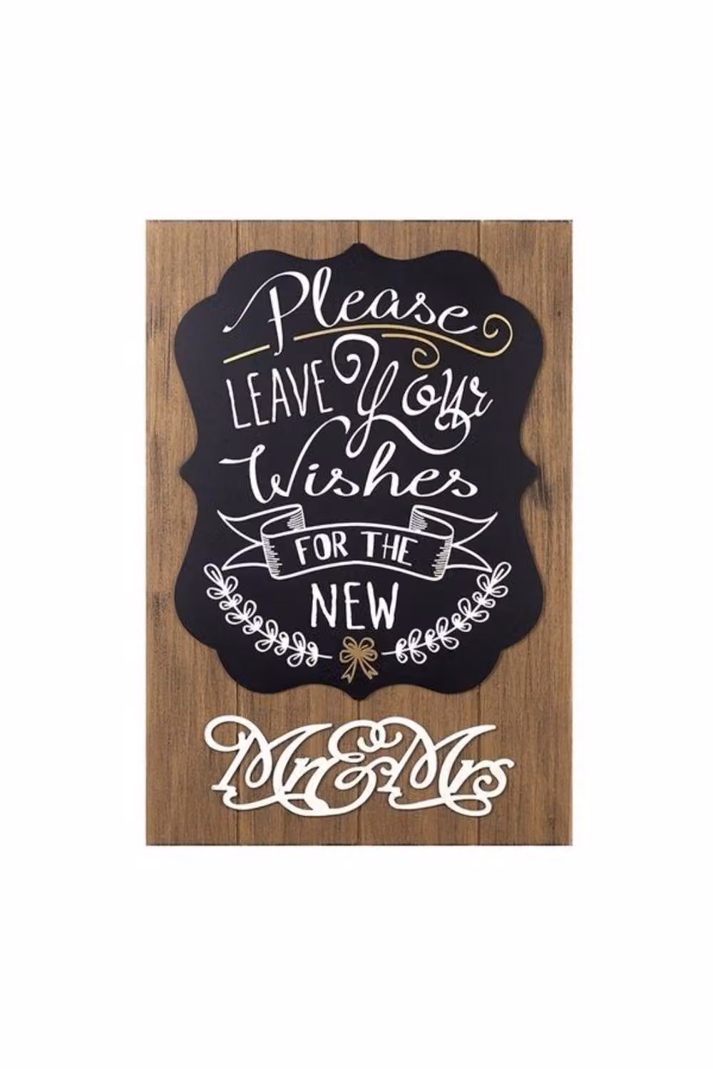 KDMD Please Leave Your Wishes Rustic Wood Tabletop Plaque in Brown and Black – 2