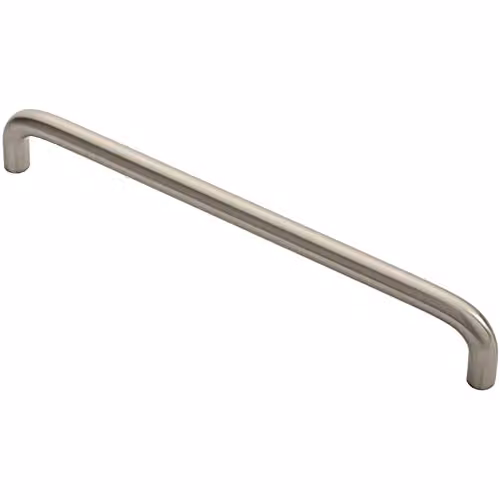 Loops Round D-Bar Cabinet Pull Handle in Brushed Silver, 202 x 10 mm with 192 mm Fixing Centres