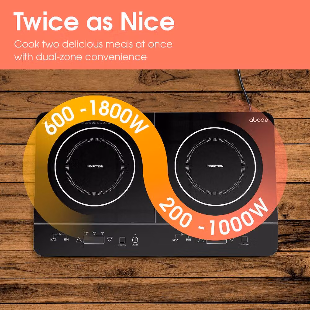 Abode AINDH2003 Portable Double Induction Hob with Digital Touch Control and Timer in Black – 5
