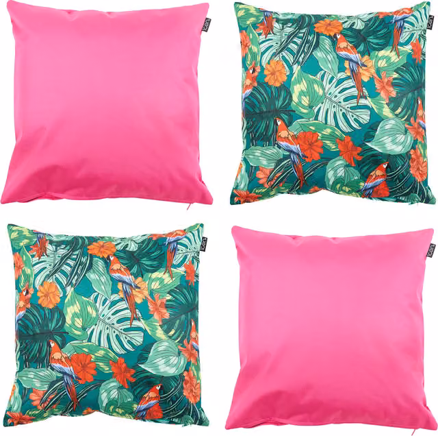 Icon Set of 4 Tropical Floral Scatter Cushions, Multicolour, W/D/H: 43 x 43 x 43 cm