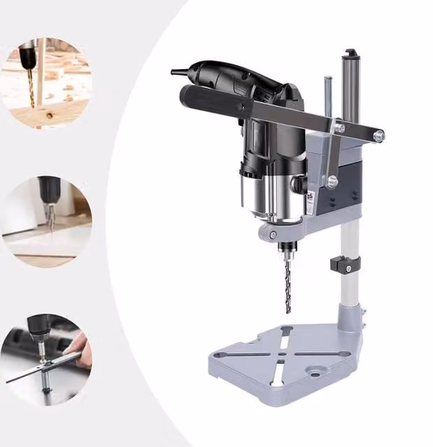 SPETLEK Silver Aluminum Benchtop Hand Drill Press Stand Clamp Repair Tool W: 520 mm