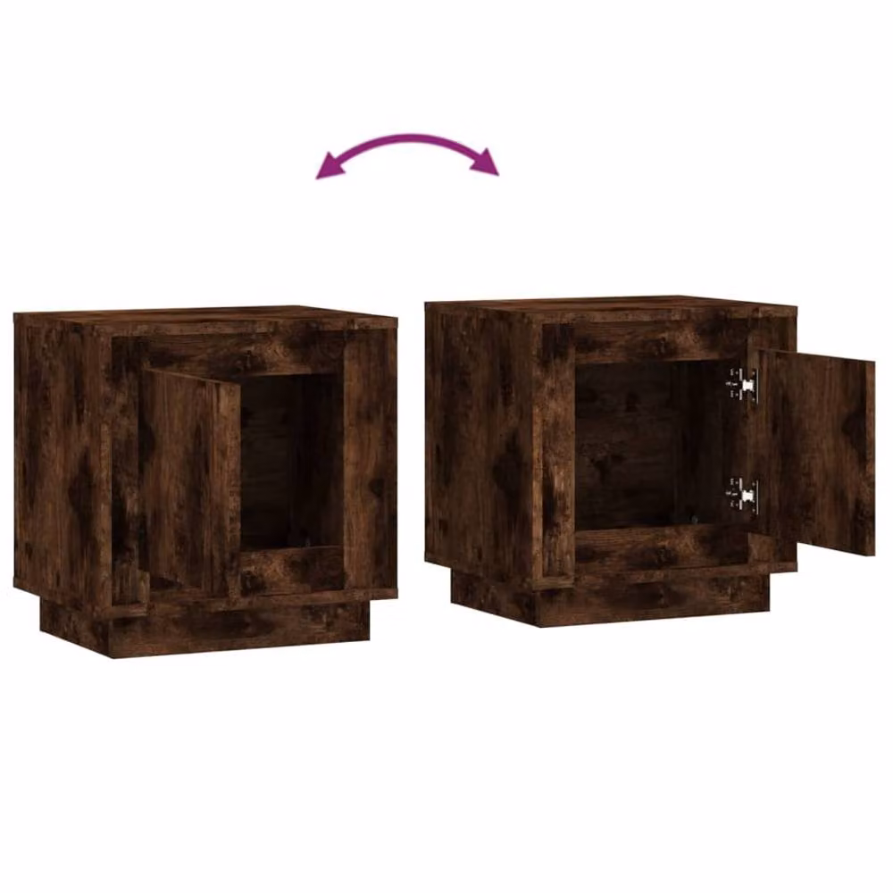 Berkfield Home Set of 2 Smoked Oak Bedside Cabinets in Brown, W/D/H: 44 x 35 x 45 cm – 7